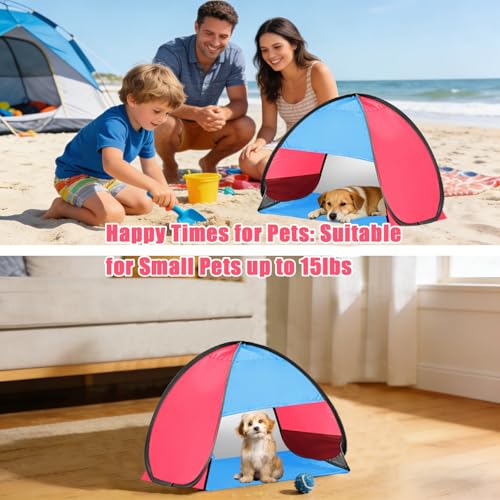 Mini Pop Up Beach Tent, Automatic Instant Mini Dog Tent for Dog Shade & Head Canopy, Laptop Shade for Working Outside, Portable Lightweight Mini Pop Up Canopy for Camping Hiking Picnic (Blue-Red) - color: Blue-Red