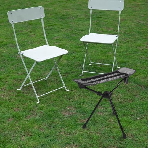 Portable Camping Footrest Stool Folding Ultralight Picnic Seat with Footrest, Gray, Compact Outdoor Hiking Fishing Chair for Travel and Leisure