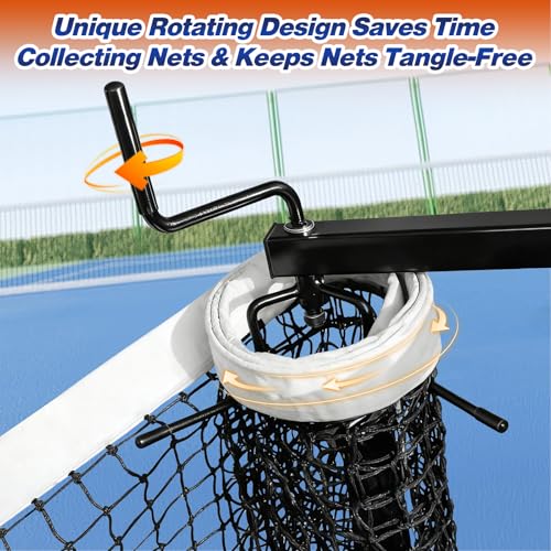Movable Sports Net Storage Rack with Lockable Wheels, Heavy-Duty Holder for Volleyball, Tennis, Pickleball, Badminton Nets, Space-Saving Support Rack with Swivel Handle & Dust Covers - style: Holds 1 Net