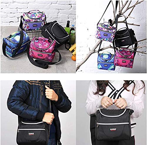 Insulated Cooler Lunch Bag 1.85gal/7L Black Reusable Lunch Box Tote for work Picnic Camping Gym Travel - color: 7L Black