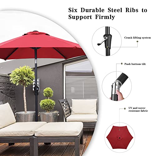 GDY 7.5ft Patio Umbrella Outdoor Umbrella with Tilt, Crank and Umbrella Weighted Base, for Yard/Outdoor/Wedding Parties and Events (Red) - color: Red, size: Umbrella+Base