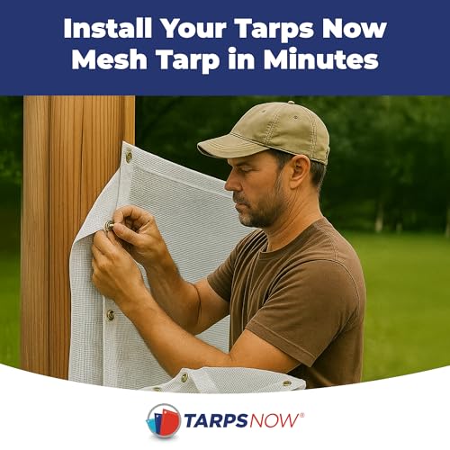 Tarps Now 6' x 10' White Heavy Duty Mesh Tarp with Brass Grommets - UV Resistant Reflective White 75% Sun Shade, Backyard, Patios, Breezeways, Gazebos, Kennels, Mesh for Flatbeds, Trucks or Trailers - size: 6' X 10'