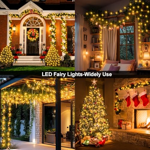 2 Pack Fairy String Lights Plug in, 33Ft Green Wire 100 Micro Starry LED Outdoor String Lights with 8 Modes Timer IP68 Waterproof Twinkle Lights for Bedroom Garden Christmas Home Decor (Warm White) - color: Warm White