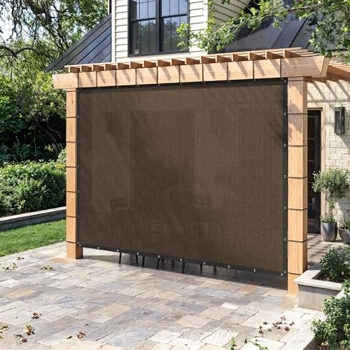 90% Sun Shade Cloth with Grommets 3X8 FT, Outdoor Pergola Shade Cover, Heavy-Duty Mesh Tarp Patio Sun Screen for Lawn Garden Backyard, Mocha - color: Mocha, size: 0 3 x 0 8 FT