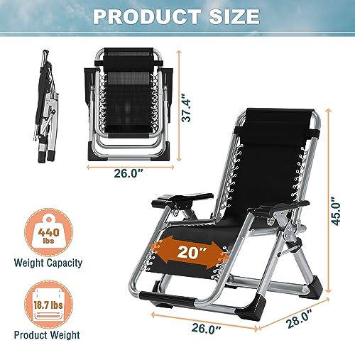 ABORON Upgrade Zero Gravity Chair/Armrest Mat,Premium Outdoor Lawn Folding Lounge Chairs,Sturdy Adjustable Reclining Patio Chairs with Removable Seating Cushion,Headrest & Tray - color: Light Gray Cotton Chair