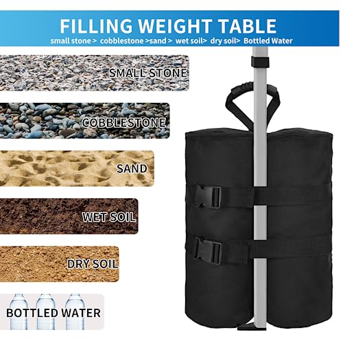Weight Bags for Pop up Canopy Tent, 1680D Heavy Duty Leg Weights Sand Bags for Instant Outdoor Sun Shelter Canopy/Patio Umbrella, Set of 4 (340 lbs) - color: 340 lbs