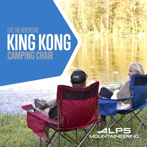 ALPS Mountaineering King Kong Camping Chairs for Adults with Mesh Cup Holders and Pockets, Built Durable and Reliable with Compact Foldable Steel Frame - color: Light Gray