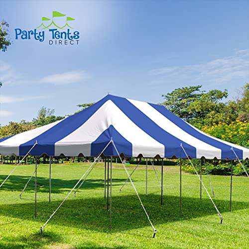 Party Tents Direct 20 x 30 Weekender Pole Tent with Sidewalls, Heavy Duty Waterproof PVC Blue and White Canopy, Easy Up Outdoor Event Pavilion Gazebo for Weddings, Parties, Graduations, and Banquets - color: Blue, size: 20' x 30'