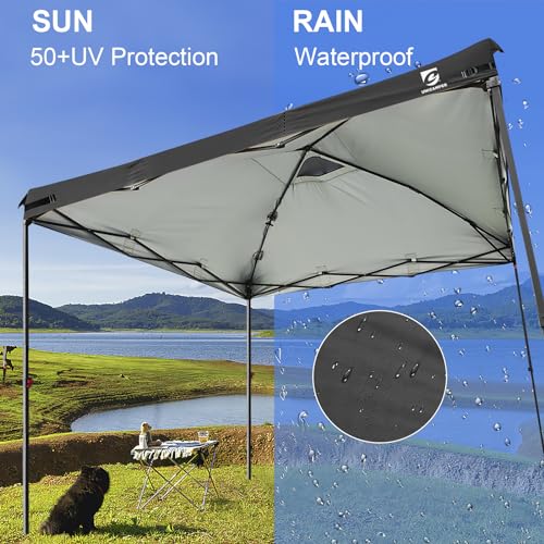 10x10 Pop Up Canopy Replacement Top Cover with Air Vent for Straight Leg Canopy Tent, Waterproof for Outdoor Garden Patio Camping Sun Shade(Frame NOT INCUDE) (Black) - color: Black