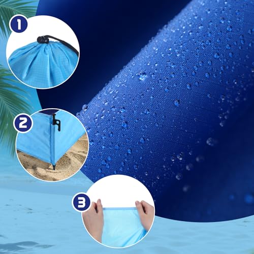 Breling Beach Blanket Waterproof Sandproof 73 x 56 Inch Large Waterproof Beach Blanket Portable Sand Free Picnic Mat with Side Walls 4 Sandbags and Stakes for Family Parks Outdoor Camping Vacation