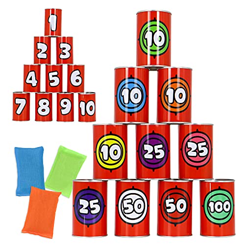 JOYIN 13 Pcs Carnival Party Can Toss Game, Sturdy Knockdown Can, Bean Bag Toss Game for Birthday Party, Family Activities, Indoor and Outdoor Play, Carnival Prizes Classroom Gifts (Number Style) - style: Number