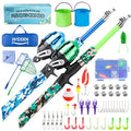 WIDDEN Kids Fishing Pole, Portable Telescopic Kids Fishing Poles for Boys and Girls, Fishing Rod and Reel Combo Kit with Tackle Box, and Fishing Net, Best Fishing Pole for Toddler Youth - color: Blue+Green