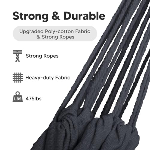 SUNCREAT Hammocks Outdoor Camping Double Hammock, Extra Large 2 Person Hammock for Camping, Dark Gray - color: Dark Gray, size: X-Large
