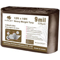 Heavy Duty Tarp 9 Mil Thick Multi-Purpose Waterproof Tarp Protect Your Tent, Flatbed, Firewood, or Roof - 12 x 16 Feet, Brown Sliver - color: 9mil Brown/Silver, size: 12x16 FT