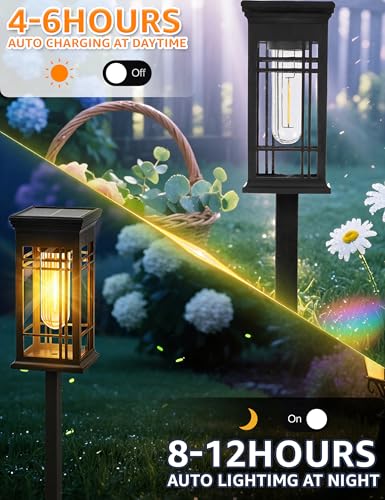 8 Pack Solar Lights Outdoor Waterproof, Bright Solar Pathway Lights with Auto On/Off, Weatherproof Garden Landscape Lighting for Yard Patio Walkway Lawn Decor - size: 8 Pack