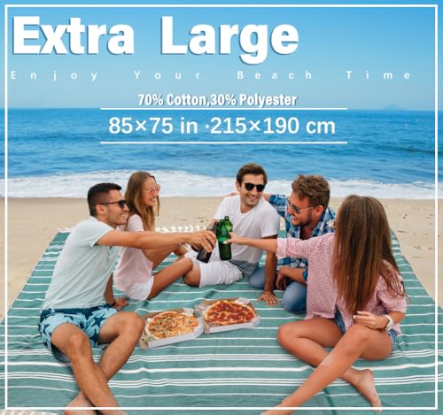 Widdonen Giant Turkish Beach Towel Blanket 85x75 Cotton XXL Extra Large Oversided Bath Pool Blankets XL Huge Bed Sand Free Throw Towels Picnic Outdoor Big Quilt Necessities Cloud Gifts for Adult Teal - color: Teal, size: XXL(85×75 in,215×190 cm)