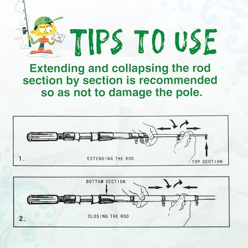 WIDDEN Kids Fishing Pole, Portable Telescopic Kids Fishing Poles for Boys and Girls, Fishing Rod and Reel Combo Kit with Tackle Box, and Fishing Net, Best Fishing Pole for Toddler Youth - color: Green