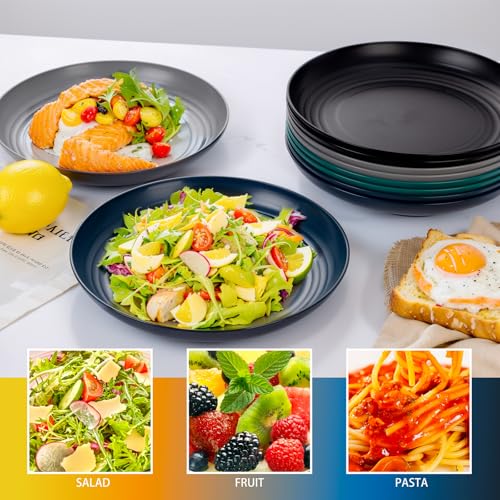 Supernal 10" Wheat Straw Dinner Plates,Reusable&Durable Plastic Plates Dishwasher Safe,16-Pack (4 Black, 4 Dark Green, 4 Dark Blue, 4 Dark Gray), Versatile Tableware for Modern Dining and Outdoor Use - color: Black/Dark Gray/Dark Green/Dark Blue