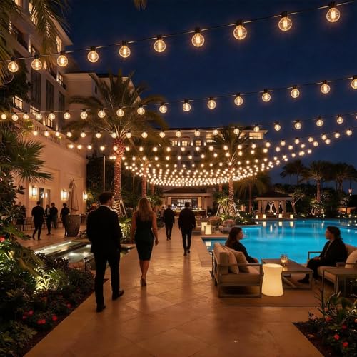 RTTY 300 FT Outdoor String Lights Patio Light for Outside, Waterproof G40 Shatterproof LED Bulbs, Dimmable Hanging Connectable Globe Lighting for Bistro, Backyard, Cafe, Porch, Balcony, Market, 2700K - size: 300FT
