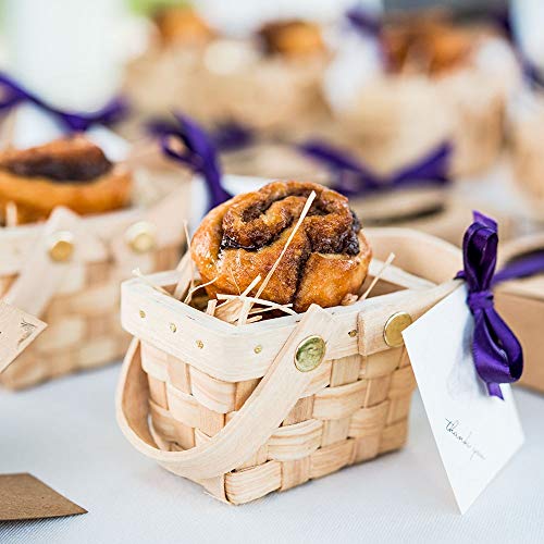 WEDDINGSTAR Miniature Woven Picnic Basket Favor - Set of 6 - size: Mini