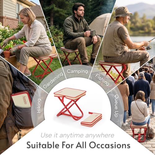Portable Stool Camping Stool,Mountaineering and Hiking 12.6-Inch Portable Folding Stools for Outdoor Gardening and Beach Camping Fishing,Folding Stool with Carry Bag to 200LB Load Capacity
