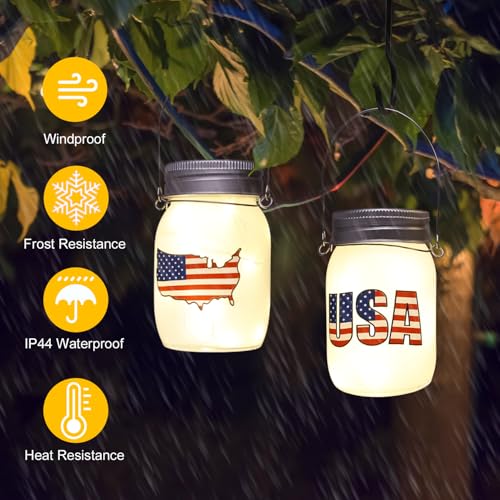 Solar Lanterns Outdoor Waterproof Tabletop - The USA Flag Outdoor Waterproof Hanging Solar Lights Glass Jar for Garden,Patio,Pathway & Yard Decor 2 Pack - style: Garden