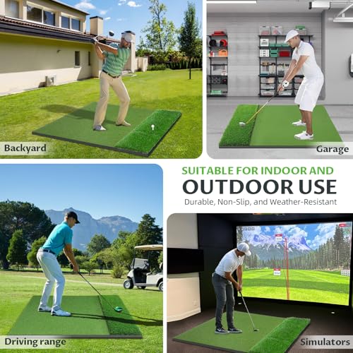 Bltend Dual Turf Golf Mat 31mm: 5x5ft/5x4ft Heavy-Duty Golf Hitting Mats Practice Outdoor/Indoor, Elite Dense Artificial Turf Matt Training Aid for Garage/Simulators/Driving Range/Backyard - style: 5'x4' Elite - 31mm