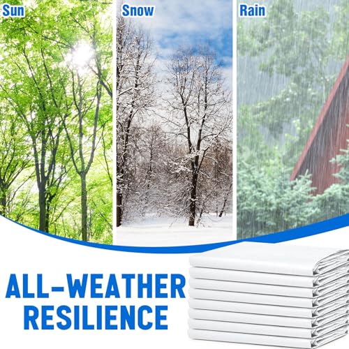 8 Pack 6 x 8 ft 5.5 Mil Large Tarps Heavy Duty Waterproof Tarp Multi Purpose Tent Cover for Home Boats Cars Camping Patio Furniture Roof Emergency Rain Protective Cover, White - color: White, size: 6 x 8 ft