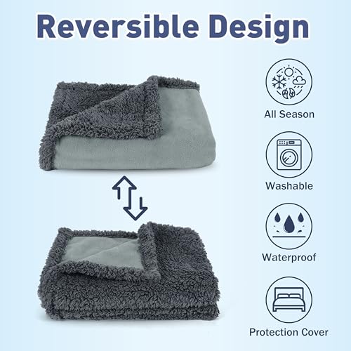Kritter Planet Waterproof Dog Blanket, Reversible Water Proof Pet Blanket for Couch, Bed & Car, Washable Couch Covers for Medium Dogs - Protects Furniture from Fur, Dirt, and Accidents - color: Grey/Charcoal Grey, size: 50"x30"