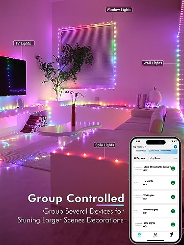BrizLabs Smart Fairy String Lights, 66ft 200 LED WiFi 4th of July Fairy Lights App Control, Dimmable Red White Blue Light Rainbow Christmas Light, Music RGB Xmas Lighting Work with Alexa & Google Home - color: 200 LED Smart (Silver Wire)
