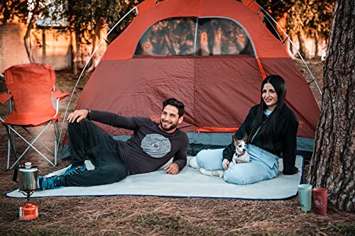 Waterproof Outdoor Blanket Large Fleece Camping & Stadium Blankets for Cold Weather. Perfect for Outdoors, Car, Dogs, Boat, Picnic. Windproof, Extra Warm, Machine Washable. - color: Blue
