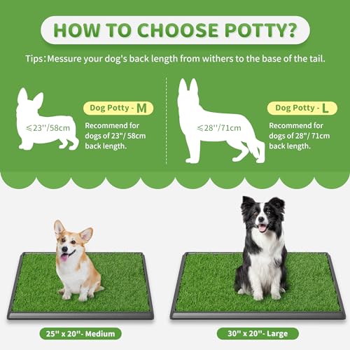 COZIWOW Dog Grass Pad with Tray, 30" x 20" Large Washable Indoor Grass Potty for Puppy Pee Poo Training, Reusable Pet Loo Toilet, 4 Layer System - size: L - 30x20x1.4 IN