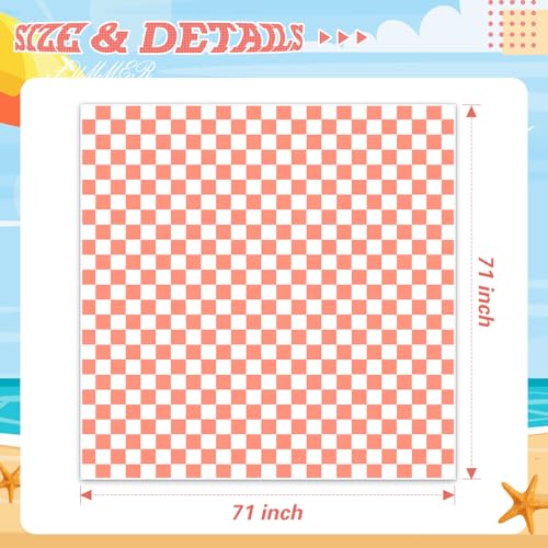 Peryiter Checkered Giant Beach Blanket 71 x 71 Inch Oversized Sandproof Towel Stripe Microfiber Quick Dry Lightweight Huge Blanket for Summer Hawaii Beach Travel Essentials Accessories(Coral Red) - color: Coral Red