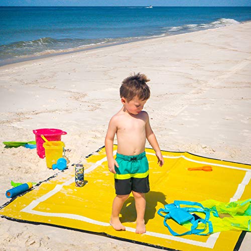 Mountain Mat 5x7 Yellow RV Patio Mat with Carry Bag – Extra Thick 5mm Recycled Poly Rug – Waterproof, Reversible, Heavy-Duty – Premium Camping Mat for Patio, Beach, Deck (Yellow with Carry Bag, 5'x7') - color: Aspen Yellow [5x7], style: 5' x 7'