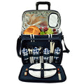 Picnic at Ascot Original Insulated Picnic Cooler with Service for 4 on Wheels-Designed & Assembled in the USA - color: Trellis Blue
