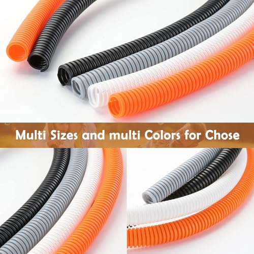 ZhiYo 20FT 3/4” Wire Loom Split Tubing Auto Wire Conduit Flexible Cover | High Temperature Heat Resistant -40F to 257F | Plastic Cover for Electrical Wires & Cables - color: Black, size: 20ft 3/4”