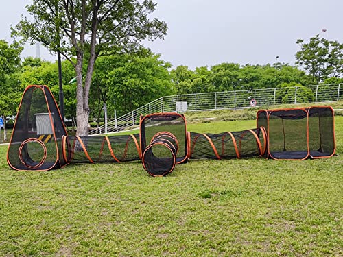 6 in 1 Pet Cat and Dog Tunnel Tent Foldable Pet Tent Outdoor Pop Up Pet Playpen Cage Fences House (Styles 1) - style: Styles 1