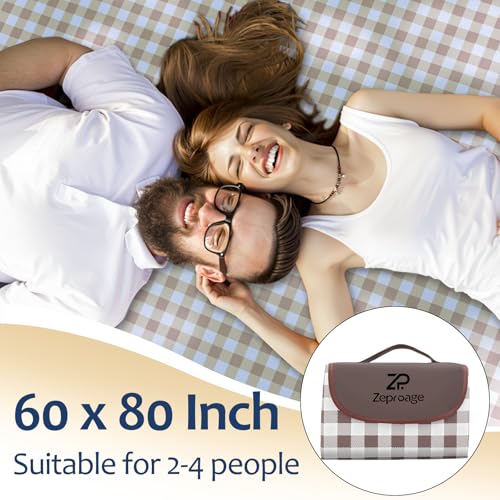 Waterproof Picnic Blankets, 60" x 80" Picnic Mat Outdoor Portable Travel Camping Coffee - color: Coffee, size: 5' x 6'8" (Rectangular)
