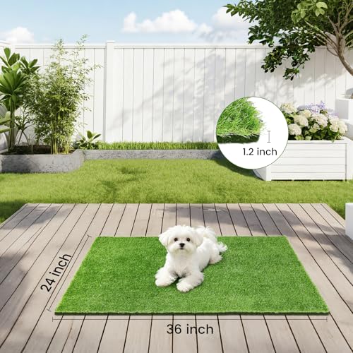 36" x 24" Fake Grass Mat for Dogs, Premium Washable Artificial Turf Grass Rug for Patio Lawn Balcony Door Dog Pet Pee Potty Training - size: 36" x 24"