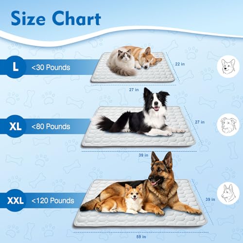 SOMOYA Dog Cooling Mat (Q-Max>0.4) Pet Cooling Pads Blanket Sleeping Kennel Mat,Ice Silk Cool Mat Pad Breathable Dog Bed Mats Beach for Large Dogs Cats (Grey, 27x22 in) - color: Grey, size: 22x27 in