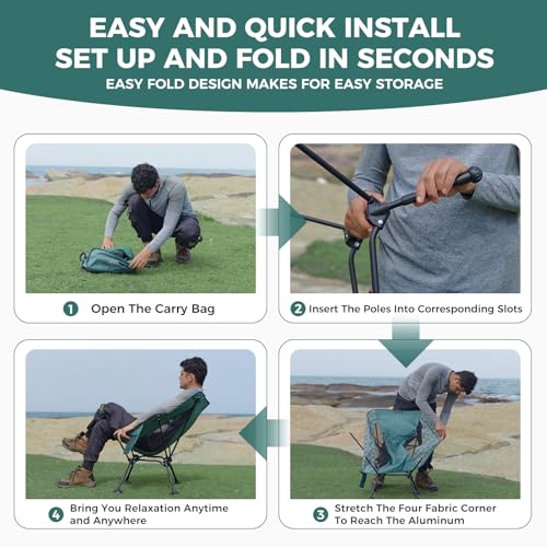 ATEPA UFO3.0 Ultralight Backpacking Chair, 330 lbs Heavy-Duty Aerospace Aluminum Folding Camp Chair with Hexagon Ergonomic Seat Anti-Sink Feet, Compact Portable Outdoor Gear for Hiking Fishing, Green - color: Green Pro- 1 Pack