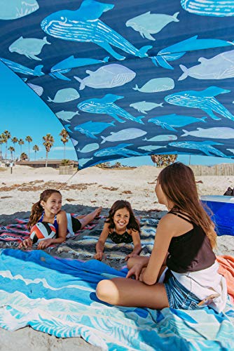 Neso Portable Beach Tent Sun Shelter - Lightweight Beach Shade Canopy - Easy Setup for Family Outings - Patented Reinforced Corners - UPF 50+ Sun Protection - color: Whales
