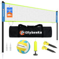 20FT Outdoor Volleyball Net Set System for Backyard Beach with Anti-Sagging Net, Iron Adjustable Height Poles, Soft PU Volleyball and Pump, Carry Bag - Instant Set Up & Durable - color: Blue and Green