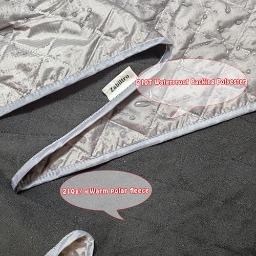 Large Outdoor Waterproof Blanket-Quilted Extra Thick Fleece Windproof Warm Includes Stuff Sack Shoulder Strap Machine Washable,55"x78"-Grey - color: Grey