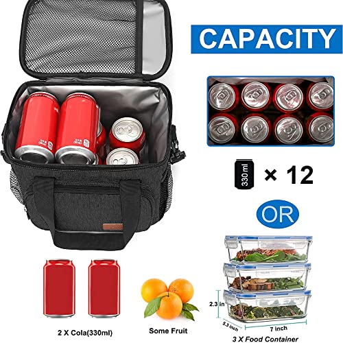 Femuar Lunch Bags for Women/Men, Insulated Lunch Bag for Work Office Picnic - Lunch Cooler Bag Leakproof Lunch Box with Adjustable Shoulder Strap - Charcoal - color: 2-Charcoal, size: Medium Size