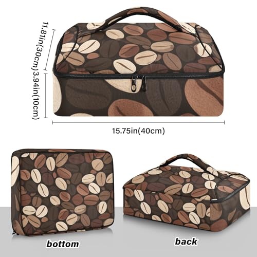 Casserole Carriers for Hot or Cold Food Reusable Casserole Dish Carrier Insulated Thermal Large Capacity Durable Perfect for Party Camping Family Gatherings Yellow Fish - color: Brown Vintage Coffee Beans