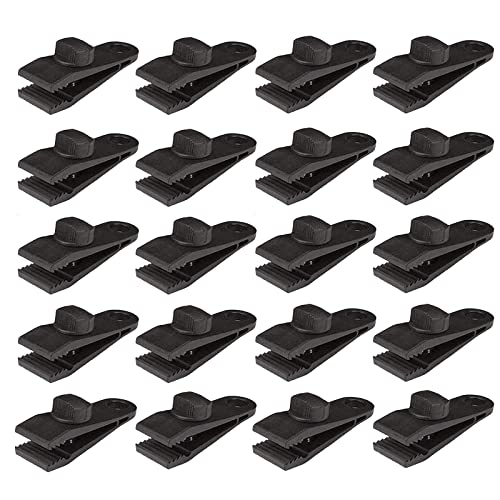 HengLiSam Tarp Clips, Heavy Duty Lock Grip, Clamps Withstand 60mph Strong Wind Fit for Awnings, Outdoor Camping, Caravan Canopies, Bungee Cord Clip (20 Pieces) - size: 20pack
