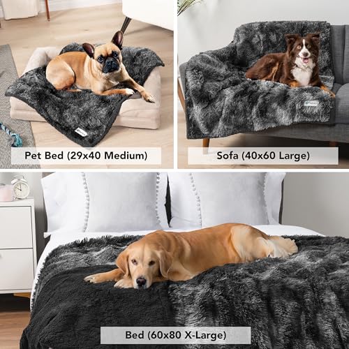 PetAmi Waterproof Dog Blanket for Couch, Bed & Furniture,Reversible Sherpa & Faux Fur Pet Blanket, Leakproof Blanket for Puppy Cat, Washable Soft Calming Pet Couch Protector (29x40, Tie-Dye Black) - color: Tie-dye Black, size: Medium (29x40)