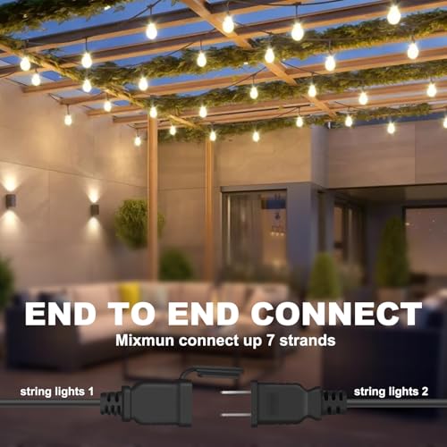 50FT Outdoor String Lights with 32+2 Bulbs (1.5FT Bulbs Spacing), Remote & Dimmer, Commercial Patio String Lights with 3 Mode Light & Timing, IP65 Waterproof, 50PC Mounting Ties for Outside - size: 50ft With Remote (1.5ft Bulbs Spacing)