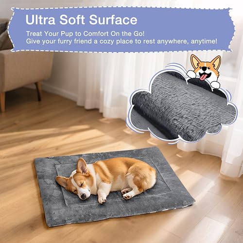 Catalonia Classic Waterproof Dog Mat, Portable Reversible Pet Travel Mat, Pet Cushion Pad with Handle for Small Medium Dogs Cats, Indoor or Outdoor, 50x27.5 inch, Gray Wavy - color: Gray Wavy, size: L(50x27.5 Inch)